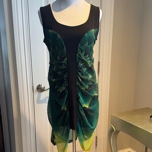 Elegant Green and Black Midi Dress